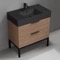 Modern Bathroom Vanity, Walnut, 32